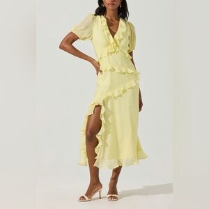 ASTR The Label Ruffle Midi Dress Butter Yellow